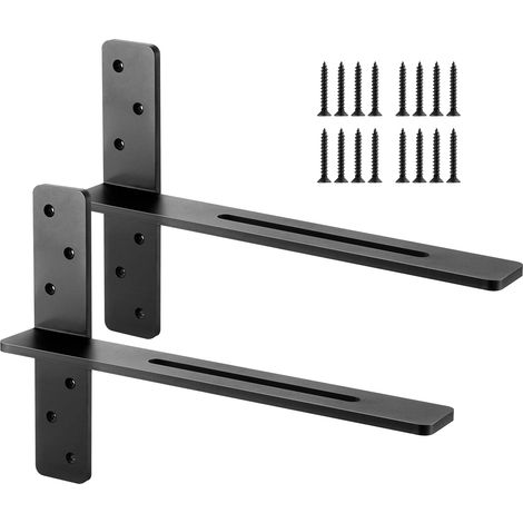 VEVOR Staffe per Mensole Galleggianti a Forma di T, 2 Pezzi, Staffe in Acciaio Massiccio per Mensole, 457,2 x 73,5 x 304,8 mm Capacita di Carico di 90 kg per Supporto da Banco con Viti