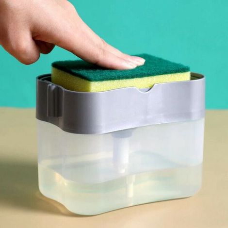 Erogatore dispenser di sapone liquido 385ML porta spugna per cucina + spugna