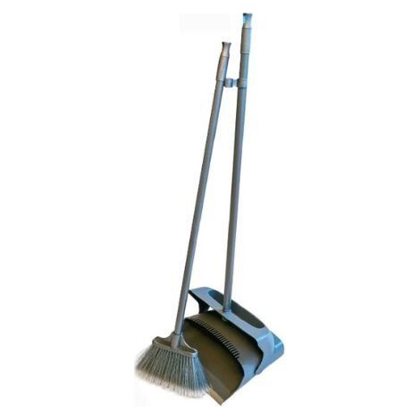 Set Pelle Basculante Professionnelle Bord Caoutchouc + Balai Fibre Souple - Capot Refermant - Peigne Integre - Usage Collectivite