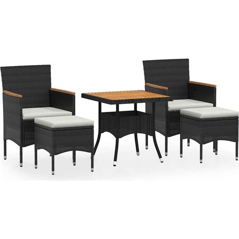 Maison Exclusive - 5-tlg. Garten-Essgruppe Poly Rattan & Massivho (1/5)