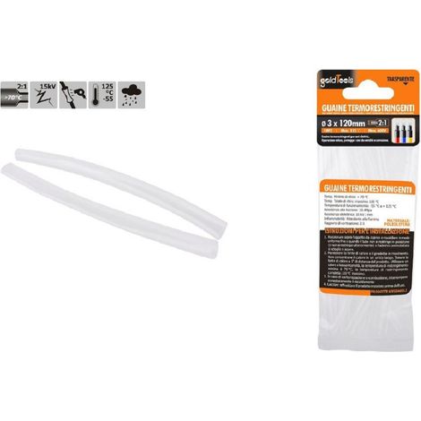 TRADE SHOP - Set 10pz Guaine Termorestringenti Termoretrattili Trasparenti 3x120mm Cavi 57072 - (1/2)