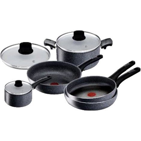 Lagostina 2100128458 Cucina Green Set di Pentole Antiaderenti 8 Pezzi con Rivestimento Mineralis e Indicatore Thermo-Signal Induzione Compatibile Lavabile in Lavastoviglie colore Grigio scuro