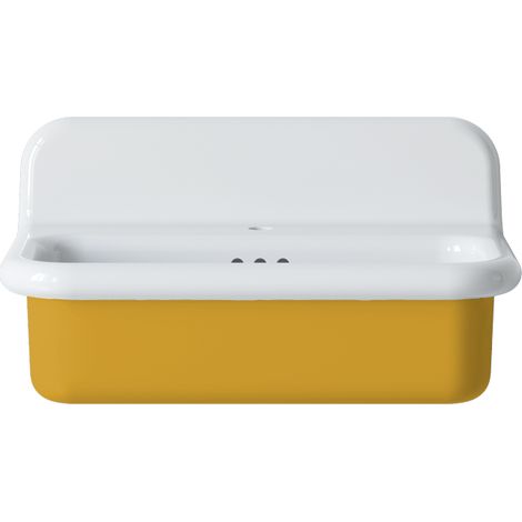 Lavabo retro de cerámica de 70 cm - True Colors Lite - Tamaño mediano - Amarillo mostaza mate (1/2)
