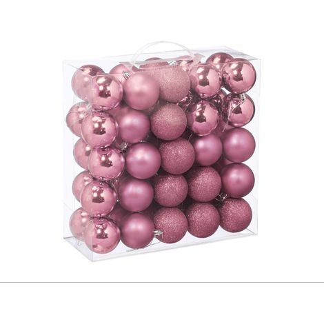 Lot de 50 boules de Noël décoratives pailletées mates salon 5 cm en plastique violet (1/4)