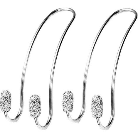 【Version améliorée 2024】 Décorations de crochets pour appuie-tête de voiture, 2 crochets brillants pour sac à main, crochets en acier inoxydable et support de siège arrière durable, rangement universe (1/5)
