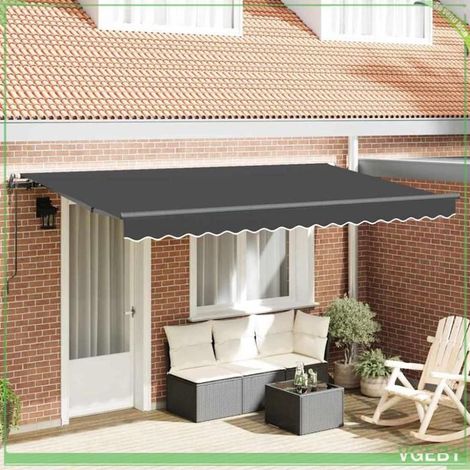 Auvent rétractable - 3329654 - Anthracite - 350 x 200 cm - Polyester & Aluminium (1/4)