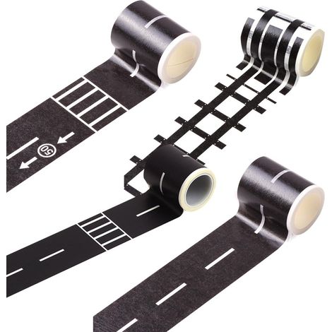4 Rouleaux Ruban Adhésif Washi Tape Éducatif pour Garçon et Filles, Autocollants de Route Ferroviaire Amovibles, pour Jouets Trains et Jeux en Extérieur (1/5)
