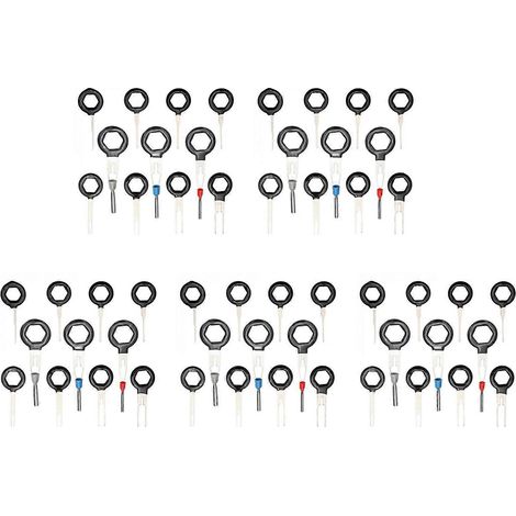 55-teiliges Werkzeugset zum Entfernen von Steckverbindern an Kabelbäumen von Kfz-Leiterplatten (Crimpzange, Ausziehnadeln). (1/5)