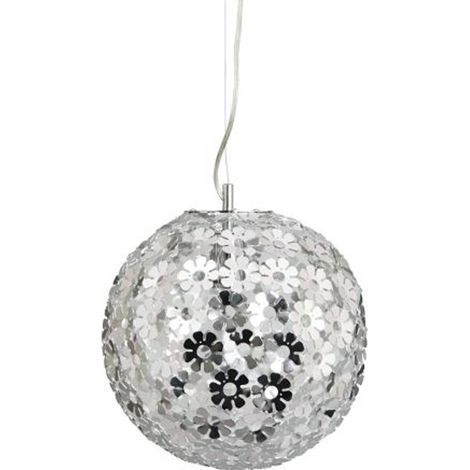 Kugel-Pendelleuchte aus verchromten Aluminiumblumen, stilvolles Design, Ø 30cm (1/2)