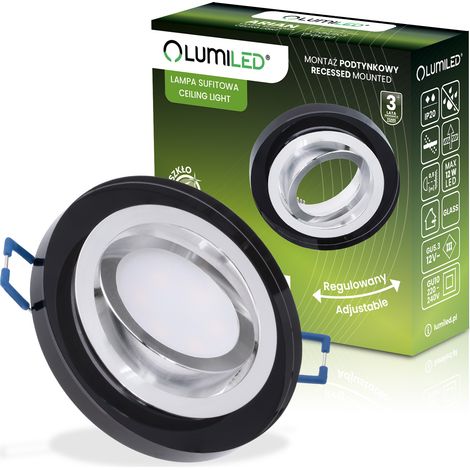 Lámpara de techo empotrable halógena redonda de cristal con casquillo GU10 ARIAN LUMILED
