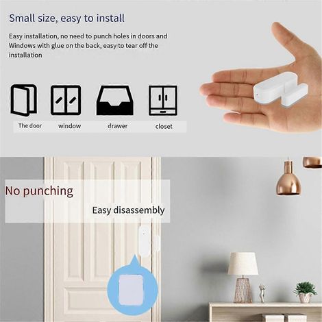 Tuya Zigbee Door Window Sensors Wireless Smart Life Magnetic Door Sensor APP Remote Control White (1/4)