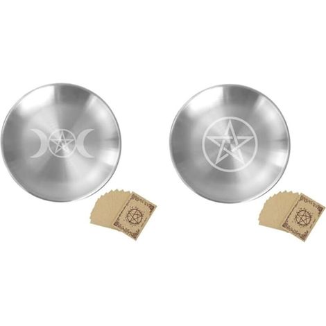Decorative Metal Storage Tray with Pentagram and Moon Design, Suitable for Tarot and Ritual Decoration (1/4)