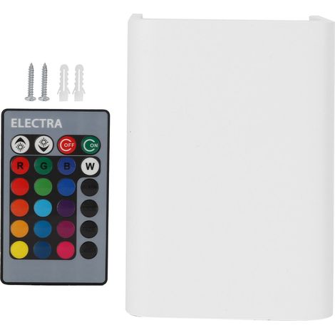 Applique murale LED RGBW 5W avec télécommande, en aluminium blanc, idéale pour chambre, couloir ou escalier. (1/5)