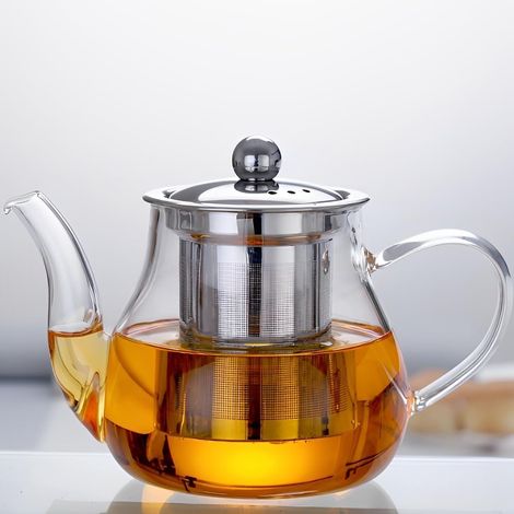 800ml Théière en Verre Borosilicate avec Bobine de Filtre en Acier Inoxydable Amovible, Théière en Verre résistant à la Chaleur, pour le Thé Noir, Thé Vert, Thé en vrac, Thé à fleurs (1/5)