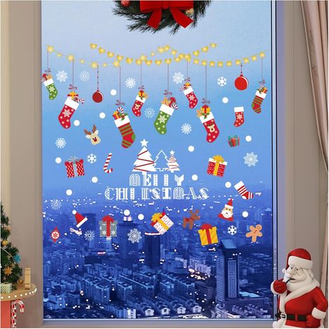 Weihnachtsfensteraufkleber, wiederverwendbare doppelseitige Aufkleber, Weihnachtsfensterdekorationen, statisch haftende PVC-Aufkleber für die (1/5)