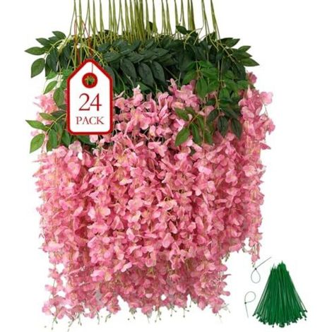 24 künstliche Glyzinienblüten, hängende künstliche Blumen für Hochzeiten, Partys und Gartendekoration