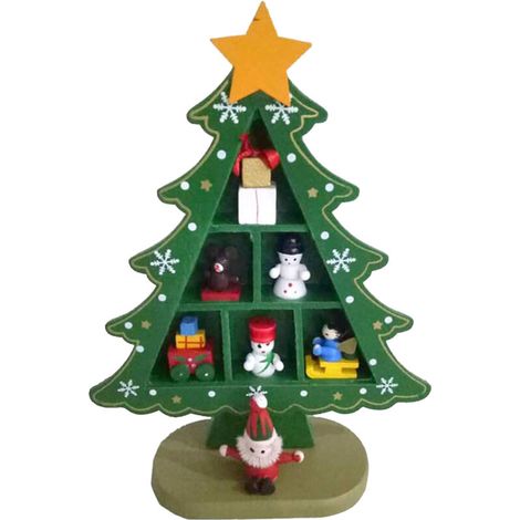Arbre de noël en bois de table, Mini décor de bureau exquis, idéalement placé, pour centre commercial, décoration d'hôtel, vert (1/5)