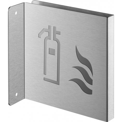 Targa segnaletica <>, acciaio inox spazzolato, 120 x 120 mm, con bordo ripiegato – THIRARD