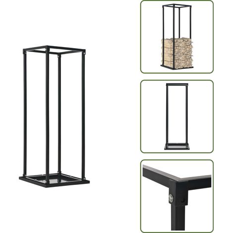 Portant de bois de chauffage avec base Noir 37x37x113 cm Acier - Support À Bois - Porte-bûches - Rangement Bois - Cheminée - Poêle À Bois (1/5)