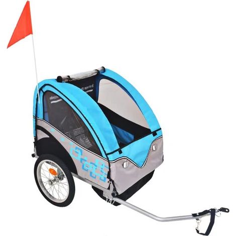 Remorque à vélo grise et bleue, 30 kg (1/5)