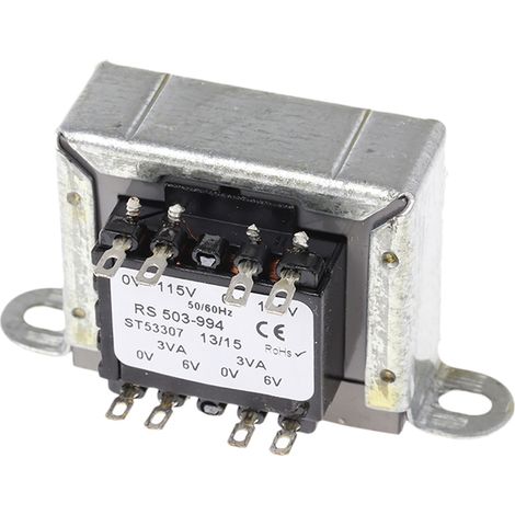 Transformateur à montage sur châssis, Vin 115V ac, 230V ac, Vout 6V c.a., 2 sorties, 6VA ( Prix pour 1 )