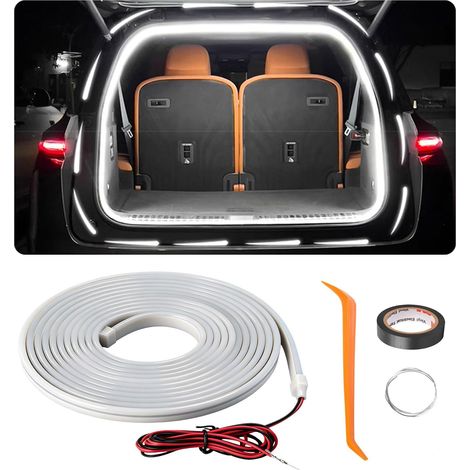 Ensemble de lumières LED avec capteur de coffre de 4 mètres – Bande lumineuse blanche transparente avec outil d'installation pour coffre de voiture, 12 V résistant à l'eau et facile à installer (1/5)