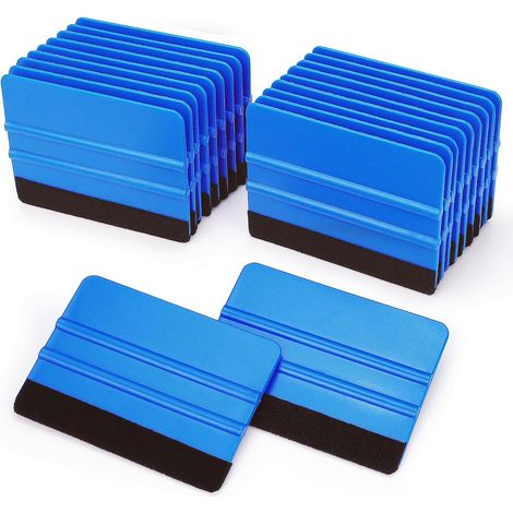 20 PCS Raclette Film Fenêtre Voiture, Outils Teinture Vitre, Kit Applicateur Vinyle Wrapping, avec Bord Fibre Durable, 10x7 cm Plastique Bleu pour Habillage Auto/Décalque/Paper Peint (1/5)