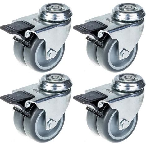 Rollen - 75mm - Graugummi - Tragfähigkeit 400kg - Set von 4