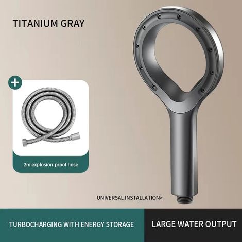 Pommeau de douche annulaire pressurisé (gris, support inclus)