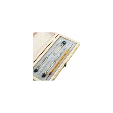 Professionelles Alkoholmessgerät/Alkoholwaage – Set mit 3 Hydrometern 0-100% – Thermometer 0-50°C zur Messung des Alkoholgehalts in Spirituosen (1/5)