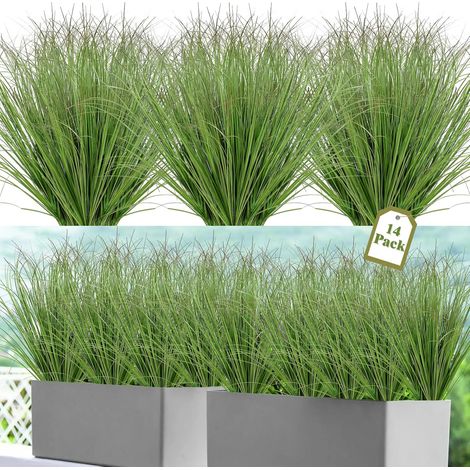 14 Pièces Plantes Artificielles Interieur Extérieur 51cm Haut Herbes Artificielle UV Résistant Arbustes Artificiels Tiges de Verdure Fausse Verte Plante pour Jardin Bureau Décoration Maison (1/5)