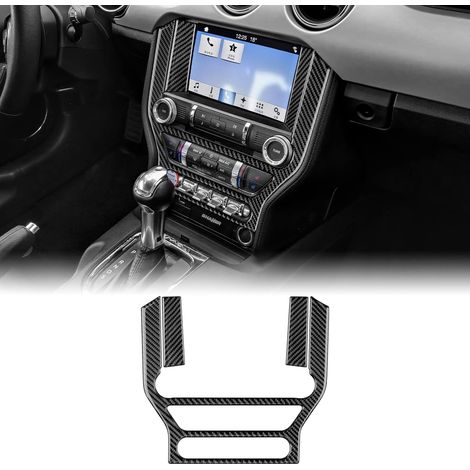 3 Stück Auto-Konsolenrahmen, AC-Zentralbedienfeld, CD-Abdeckung, dekorative Kohlefaser-Aufkleber, kompatibel mit Ford Mustang GT 2015–2022 Innenzubehör