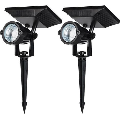 Tigrezy LED-Solar-Bodenleuchte, wasserdicht, für Garten, Landschaft, Rasen, Strahler (2 Stück, warmes Licht)