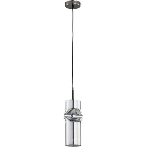 Alfa KAPRIS Modern Decorative Pendant Light, Irregular Tube Glass Shade, Chrome/Silver, 1xE27 Max 15W, Dimmable, 90cm Drop, 13cm for Kitchen Bathroom Bedroom (1/2)