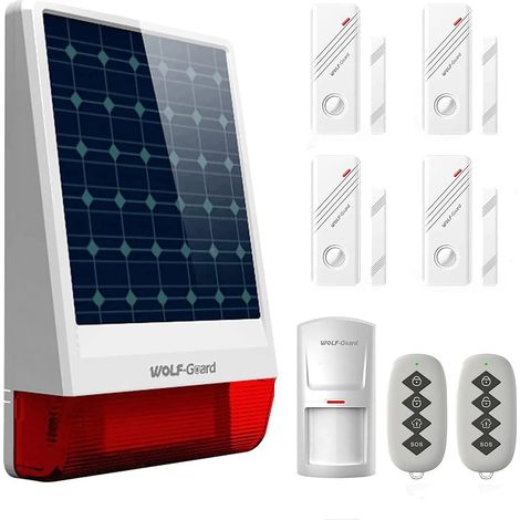 Alarme solaire pour extérieur avec sirène et lumières 120 dB (1/5)