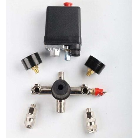240V Pressostat Compresseur d'Air Regulateur de Pression pour Air Compresseur avec Manomètre Soupape , Pressostat 2 afficheurs (1/3)