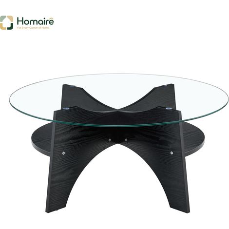 1005035Cm Couchtisch Mit Led Licht Sofatisch Mit 2 Schubladen Wohnzimmertisch Aus Glas HOMAIRE (1/5)