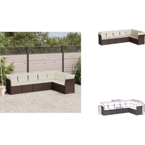 Salon de jardin avec coussins 7 pcs marron résine tressée - Salon De Jardin - Canapé Extérieur - Meuble De Jardin - Ensemble Salon De Jardin - Mobilier De Jardin