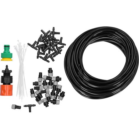 Irrigation System, 20m Hose Garden Irrigation System Misting Watering Nozzle Kit Cooling Watering Accessory for Greenhouse Seedlings (1/5)