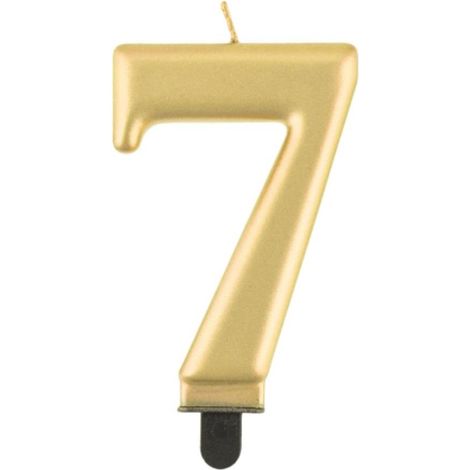 Candela numero 7 color oro metallizzato Beauty&Charm, 8 cm