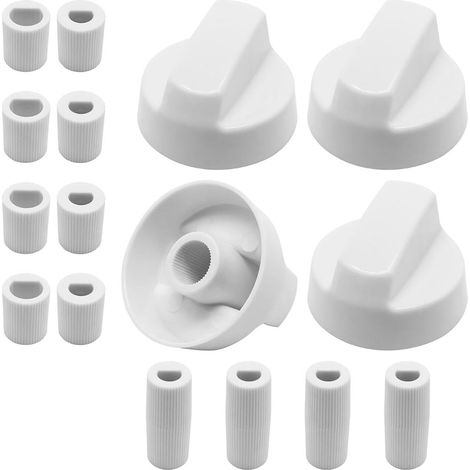Un ensemble de 4 boutons de cuisinière, boutons de commande universels, boutons de cuisinière à gaz, blancs. (1/5)