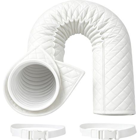Générique Gaine isolante portable AC - 150 x 52 cm - Couvercle de tuyau de climatisation Manchon thermique pour tuyau de climatisation de diamètre, appartement,lieu de travail,Blanc (1/4)