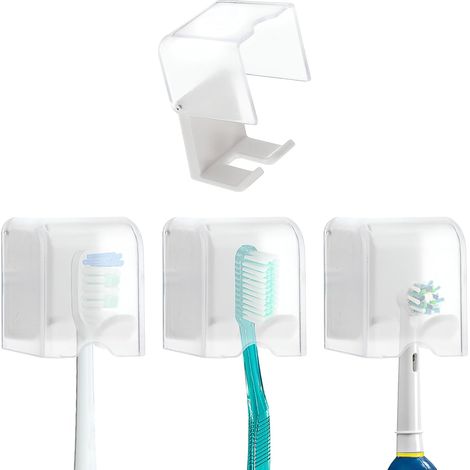 4 Wand-Zahnbürstenhalter mit Zahnbürstenabdeckung – Wand-Zahnbürstenhalter für Dusche und Badezimmer