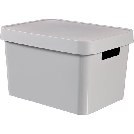 CURVER 04743-099-01 BOÎTE À RANGEMENT INFINITY AVEC COUVERCLE 17L EN GRIS CLAIR PLASTIQUE, 36,3X27X22,2 CM