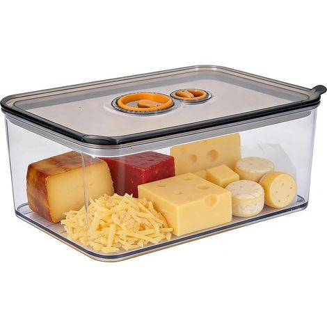 Glacière à fromage 1700 ml avec couvercle hermétique et bouton de réglage du temps pour réfrigérateur empilable La boîte à fromage peut également être utilisée comme réfrigérateur pratique et facile à (1/5)