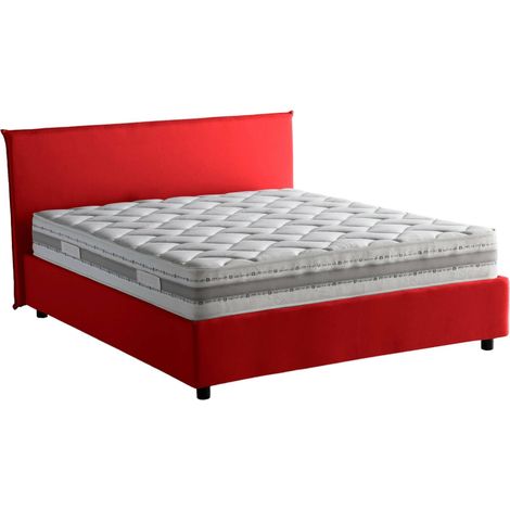 Talamo Italia Doppelbett Beata, Containerbett mit Stoffbespannung, 100% Made in Italy, Frontöffnung, inklusive Matratze Cm 140x190, Rot
