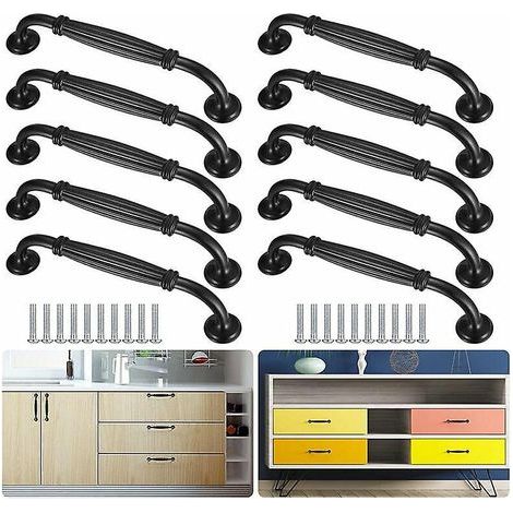 10 Pcs Black Handle - 96mm Drawer Door Handles for Furniture Cabinet with Screws (1/5)