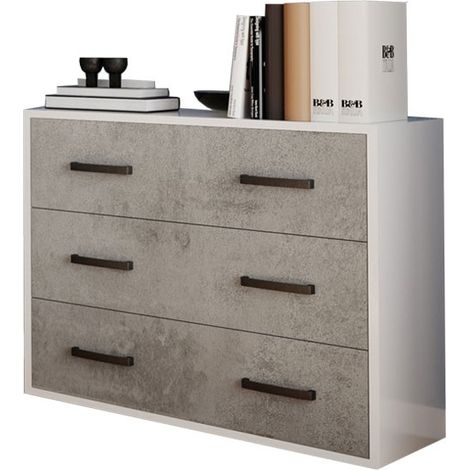 Comò 3 cassetti colore cemento 91x45x81H (1/2)