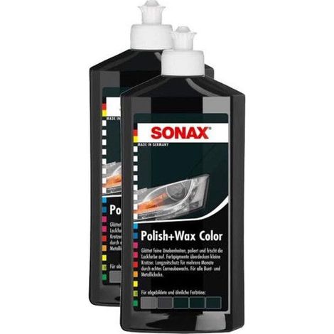 Polish + cire - SONAX - Couleur Noir - Carrosserie - Flacon 500ml - Lot de 2
