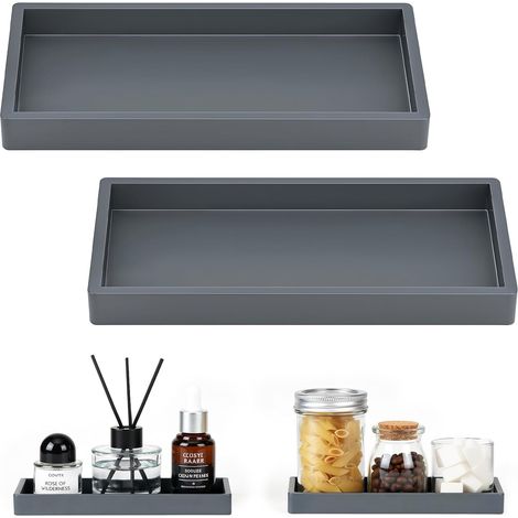 2 Plateau, Silicone, Antidérapant, Résistant Chaleur, Évier Salle Bain Cuisine, Gris Foncé (1/5)